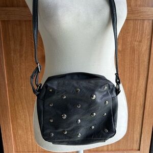 Black Silver Studded Faux Leather Crossbody Bag